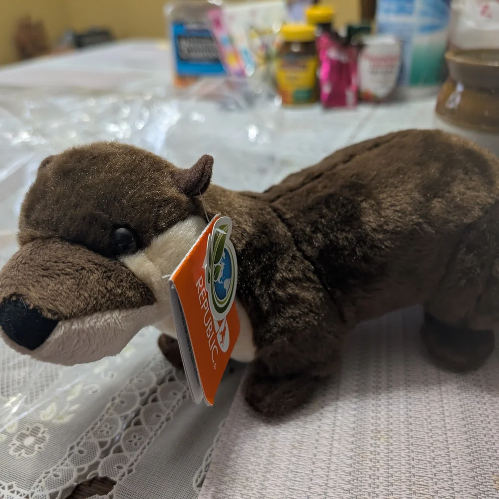 Plush Otter and Squirrel Toy Set - Brown and Gray